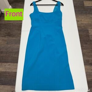 Diane Von Furstenberg DVF blue sheath dress minimalist suiting workwear dress 2